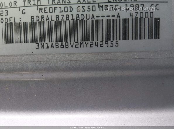 3N1AB8BV2MY242955 2021 NISSAN SENTRA Silver Engine compartment view