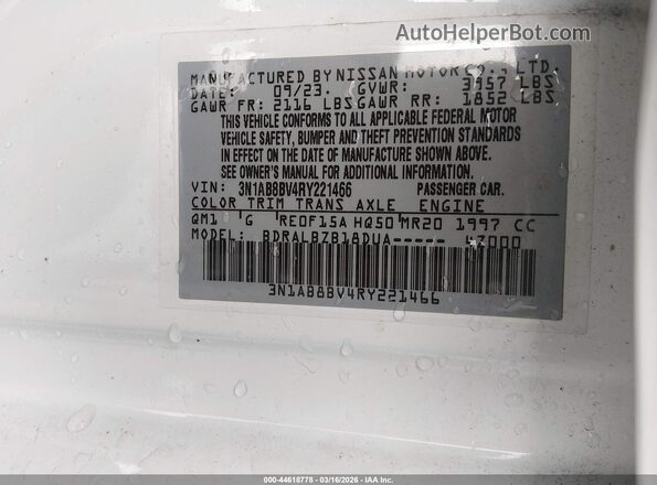 3N1AB8BV4RY221466 2024 NISSAN SENTRA White Вид підкапотного простору