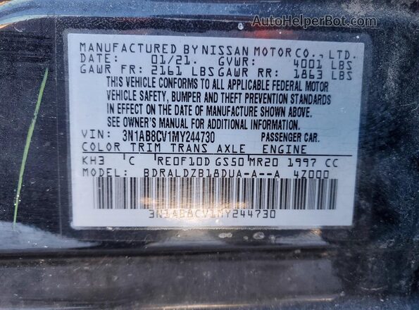 3N1AB8CV1MY244730 2021 NISSAN SENTRA Black Вид підкапотного простору