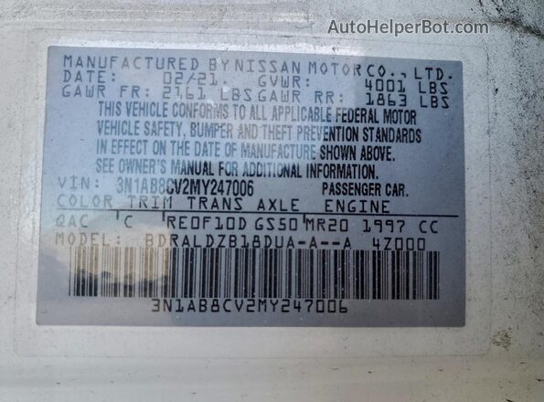 3N1AB8CV2MY247006 2021 NISSAN SENTRA White Vista del compartimento del motor