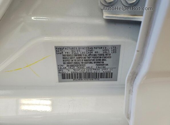 3N1AB8CV2SY287972 2025 NISSAN SENTRA White VIN sticker view