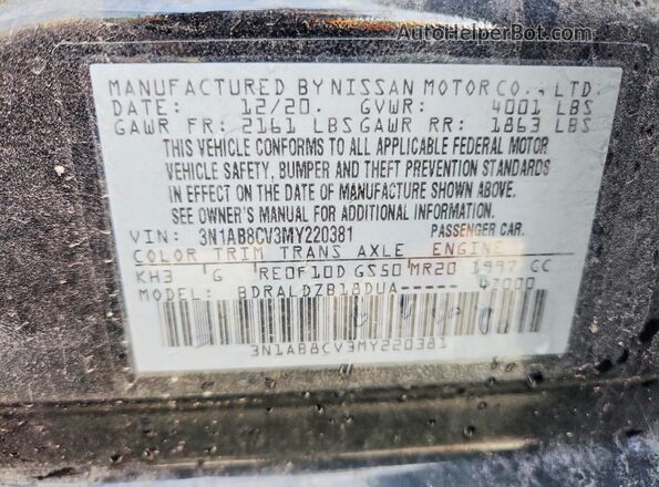 3N1AB8CV3MY220381 2021 NISSAN SENTRA Black Vista del compartimento del motor