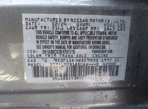 3N1AB8CV3RY297016 2024 NISSAN SENTRA Gray 