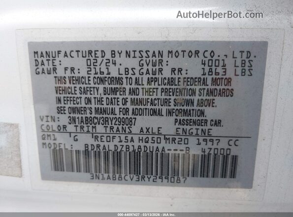 3N1AB8CV3RY299087 2024 NISSAN SENTRA Белый Вид подкапотного пространства
