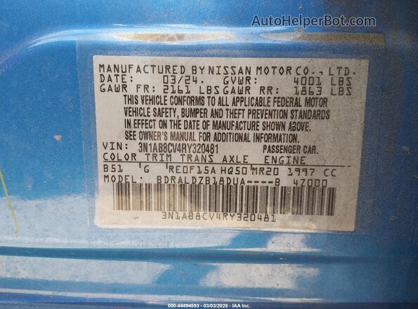 3N1AB8CV4RY320481 2024 NISSAN SENTRA Blue 