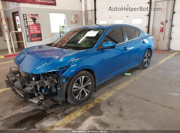 3N1AB8CV7MY215667 2021 NISSAN SENTRA Blue წინა მარცხენა ხედი სამი მეოთხედიდან