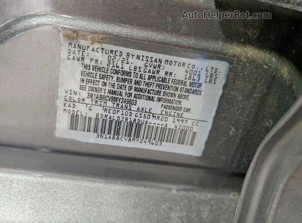 3N1AB8CV8MY249603 2021 NISSAN SENTRA Gray Շարժիչի բաժամունքի տեսք