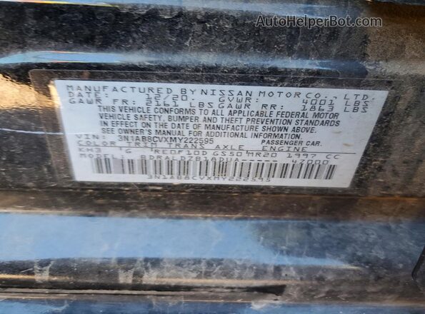 3N1AB8CVXMY222595 2021 NISSAN SENTRA Black Vista de la etiqueta del VIN