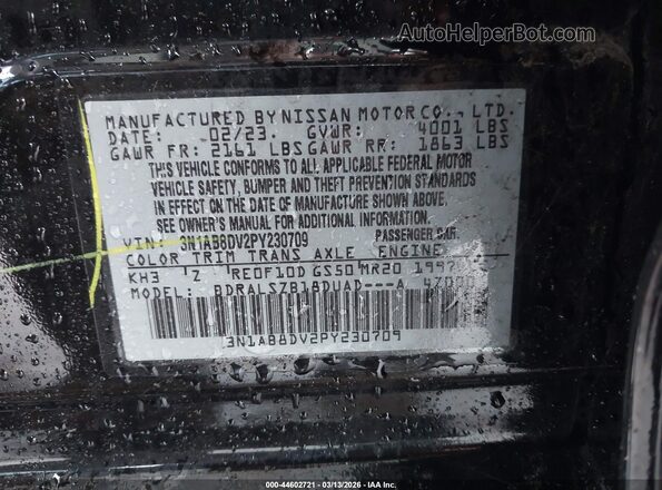 3N1AB8DV2PY230709 2023 NISSAN SENTRA Черный Вид подкапотного пространства