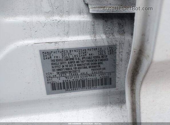 3N1AB8DV7MY258713 2021 NISSAN SENTRA Белый Вид подкапотного пространства