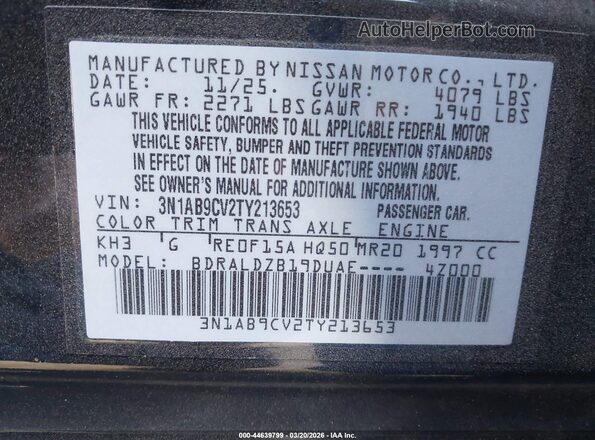 3N1AB9CV2TY213653 2026 NISSAN SENTRA Black 