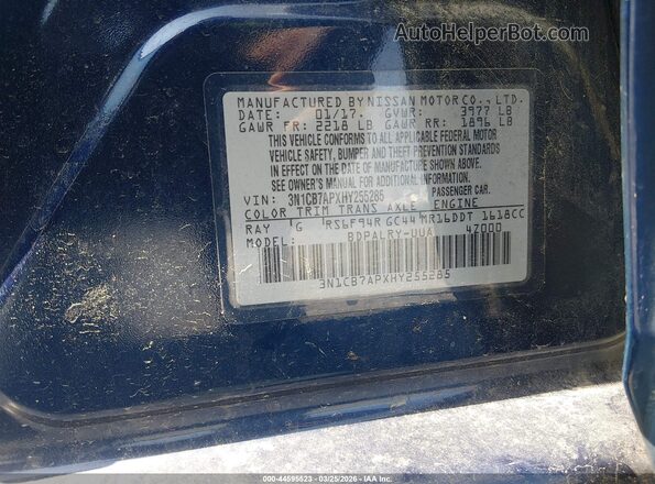 3N1CB7APXHY255285 2017 NISSAN SENTRA Blue 