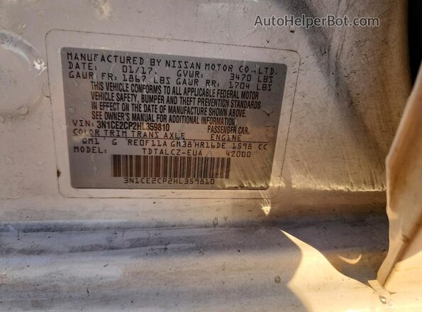 3N1CE2CP2HL359810 2017 NISSAN VERSA Белый Вид подкапотного пространства