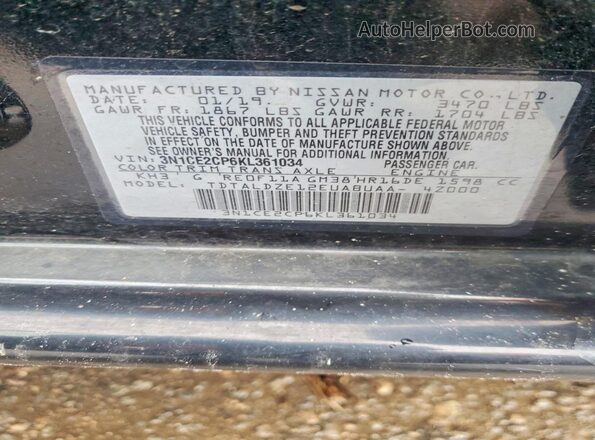 3N1CE2CP6KL361034 2019 NISSAN VERSA Black Շարժիչի բաժամունքի տեսք