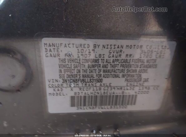3N1CN8FV6LL831500 2020 NISSAN VERSA Gray 