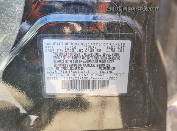 3N1CP5CU8KL482049 2019 NISSAN KICKS Черный 