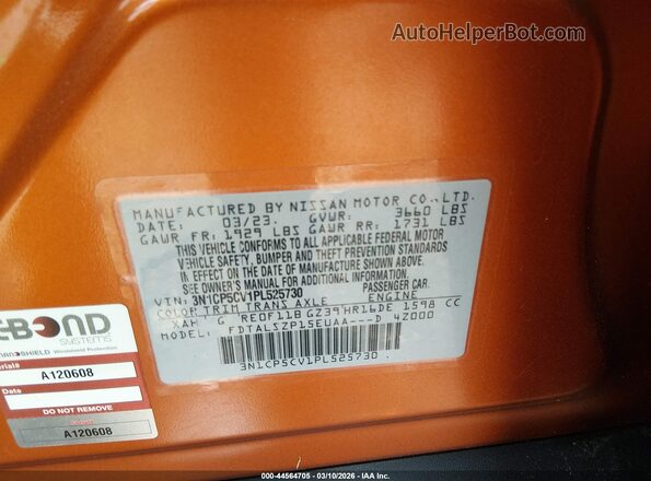 3N1CP5CV1PL525730 2023 NISSAN KICKS Оранжевый 