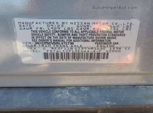 3N1CP5CV5RL472730 2024 NISSAN KICKS Silver Вид підкапотного простору