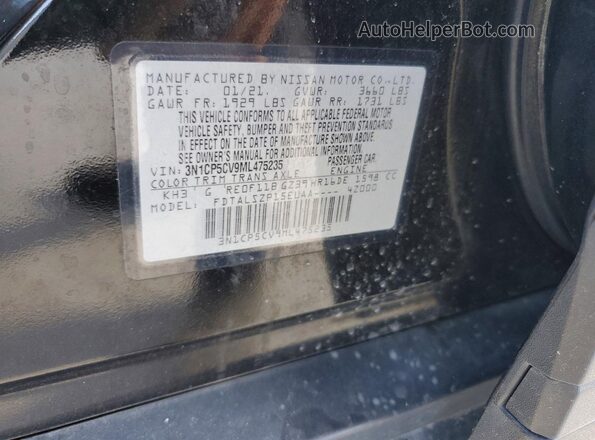 3N1CP5CV9ML475235 2021 NISSAN KICKS Black Вид наклейки з VIN-кодом