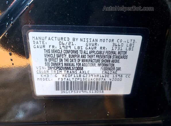 3N1CP5DV9ML513058 2021 NISSAN KICKS Black Vista interior de 360 grados