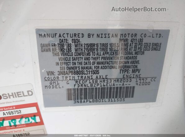 3N8AP6BB0SL311505 2025 NISSAN KICKS White ძრავის განყოფილების ხედი