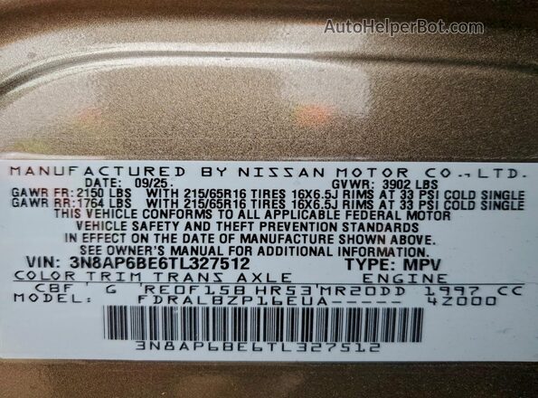 3N8AP6BE6TL327512 2026 NISSAN KICKS Brown 360 interior view