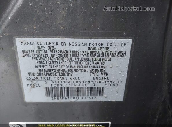 3N8AP6CBXTL307817 2026 NISSAN KICKS Gray Engine compartment view