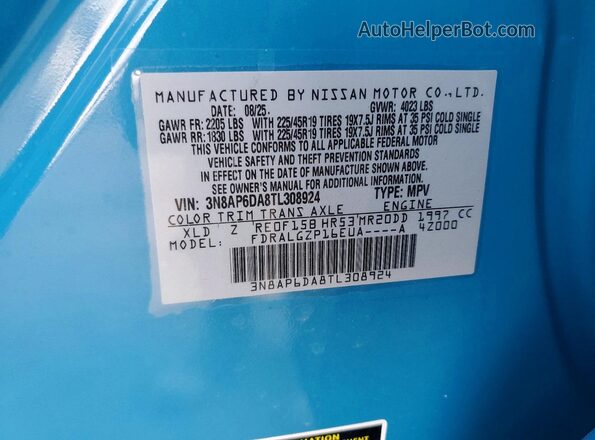 3N8AP6DA8TL308924 2026 NISSAN KICKS Blue 