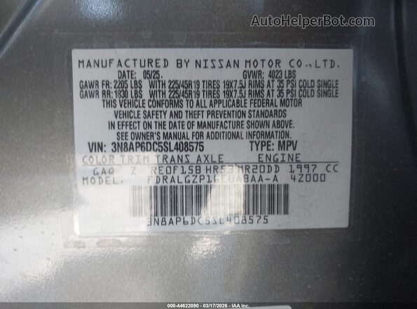 3N8AP6DC5SL408575 2025 NISSAN KICKS Gray Engine compartment view