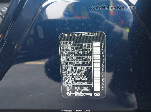 3PCAJ5BA3PF120634 2023 INFINITI QX50 Blue Engine compartment view