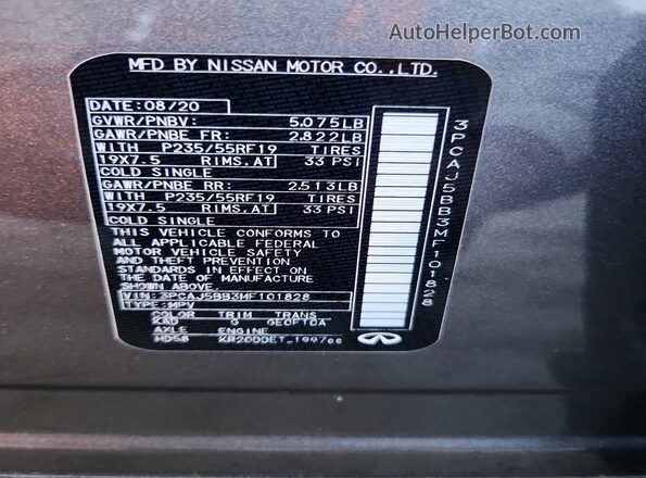 3PCAJ5BB3MF101828 2021 INFINITI QX50 Gray 360 interior view