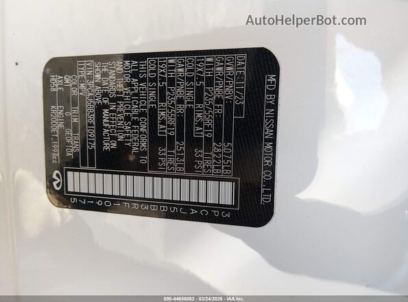 3PCAJ5BB3RF109175 2024 INFINITI QX50 White Vista del compartimento del motor