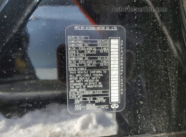 3PCAJ5BB4MF124762 2021 INFINITI QX50 Black VIN կոդի պիտակի տեսք