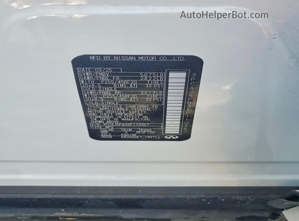 3PCAJ5FB3SF110357 2025 INFINITI QX50 White VIN կոդի պիտակի տեսք