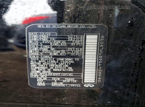 3PCAJ5FB9PF109740 2023 INFINITI QX50 Черный Вид подкапотного пространства