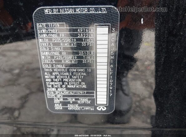 3PCAJ5M16LF107917 2020 INFINITI QX50 Black Շարժիչի բաժամունքի տեսք
