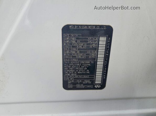 3PCAJ5M17KF138463 2019 INFINITI QX50 White 