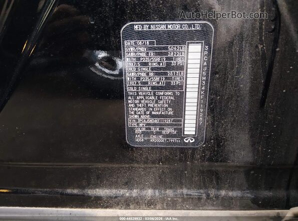 3PCAJ5M34KF119287 2019 INFINITI QX50 Черный Вид подкапотного пространства