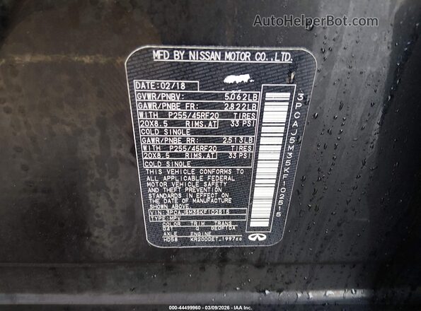 3PCAJ5M35KF102515 2019 INFINITI QX50 Black Widok komory silnika