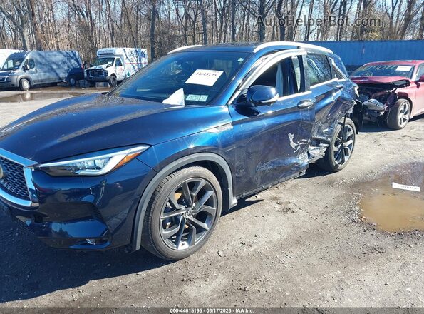 3PCAJ5M3XKF127362 2019 INFINITI QX50 Синий Передняя левая четверть