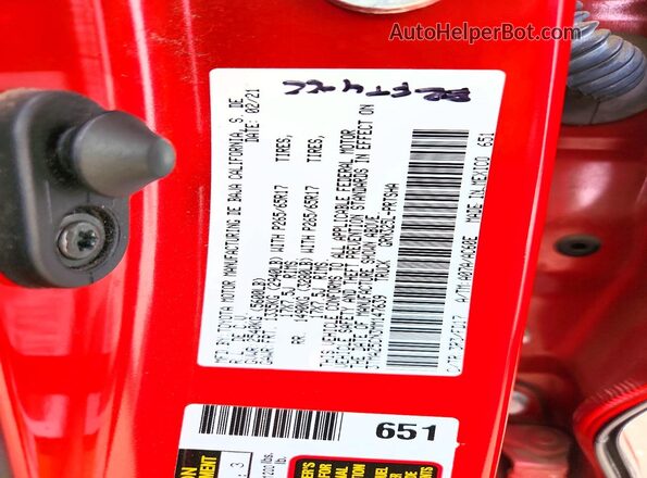 3TMAZ5CN3MM147639 2021 TOYOTA LE Red Вид наклейки з VIN-кодом