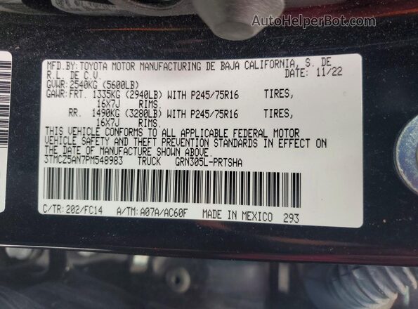 3TMCZ5AN7PM548983 2023 TOYOTA TACOMA Black 