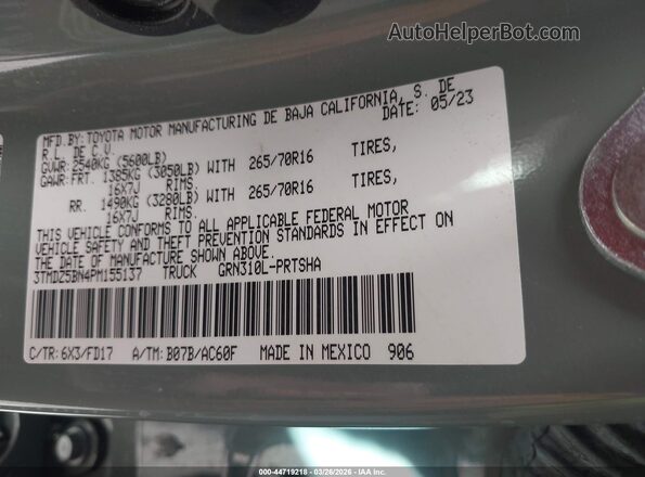 3TMDZ5BN4PM155137 2023 TOYOTA TACOMA Gray 