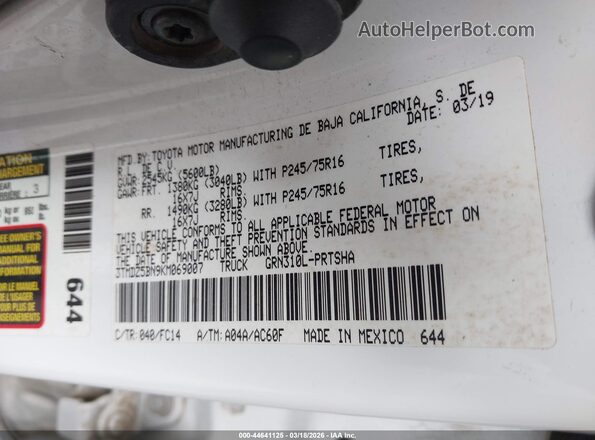 3TMDZ5BN9KM069007 2019 TOYOTA TACOMA White 