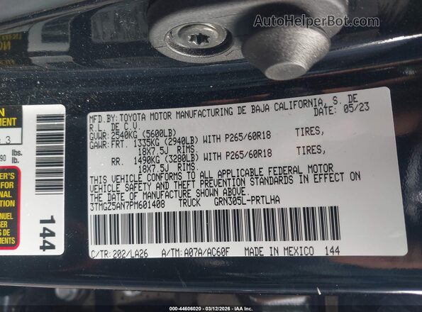 3TMGZ5AN7PM601408 2023 TOYOTA LIMITED Black Vista del compartimento del motor