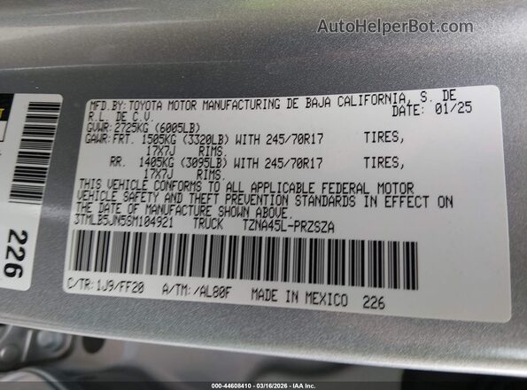3TMLB5JN5SM104921 2025 TOYOTA TACOMA Silver 