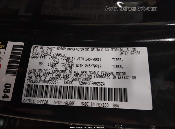3TMLB5JN7RM038057 2024 TOYOTA TACOMA Серый Вид подкапотного пространства