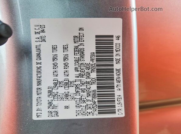 3TYAX5GN4PT080686 2023 TOYOTA TACOMA Silver Widok komory silnika