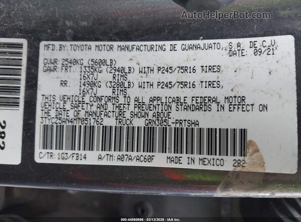 3TYCZ5AN4MT051762 2021 TOYOTA TACOMA Серый Вид подкапотного пространства