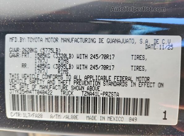 3TYKD5HN4TT040422 2026 TOYOTA LE Gray Շարժիչի բաժամունքի տեսք